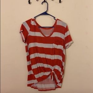 Red strip tee